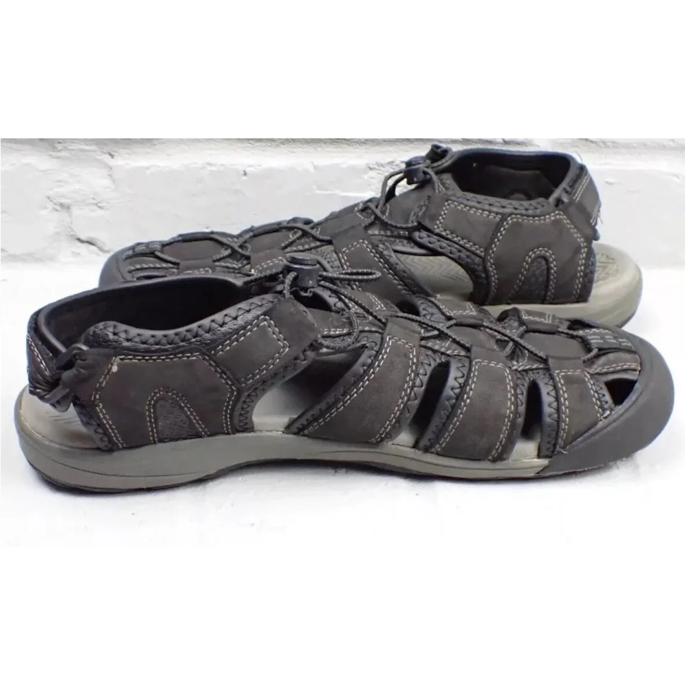 Khombu Men's Fisherman Sandals Travis Black Hiking Water Adjustable Size 12M